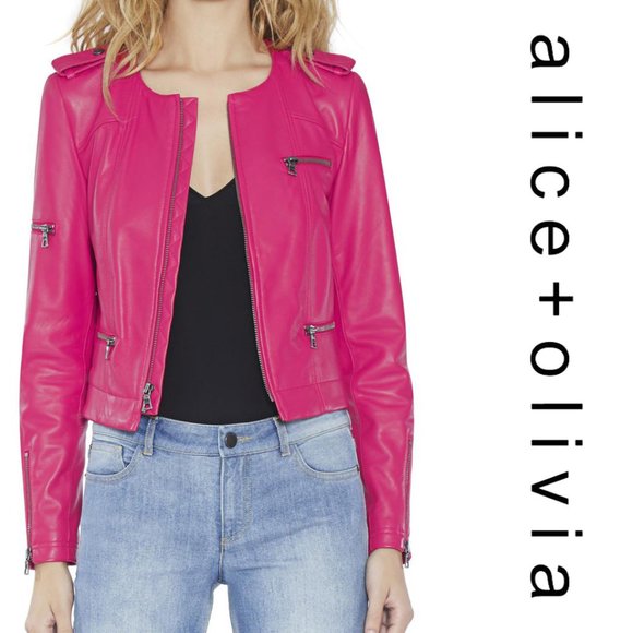 Alice + Olivia Jackets & Blazers - Alice + Oliva Cam Leather Exposed Zipper Jacket